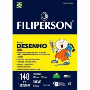 BLOCO DE DESENHO A4 140G 20 FOLHAS – CREME FILIPERSON
