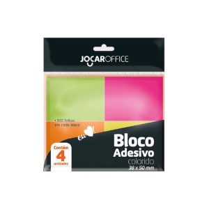 BLOCO ADESIVO 38X50MM 100FOLHAS NEON COLORIDO JOCAR